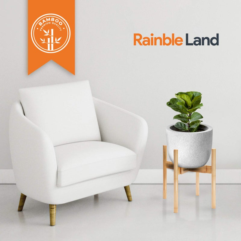 RAINBLELAND Indoor Plant Stand, Adjustable Wooden Tall Plant Stand, Indoor Planter Holder, Mid Century Modern Planter Outdoor Bamboo Holder, Fits 8 9 10 11 12 in Wide Basket, Expandable Pedestal Only - Image 5